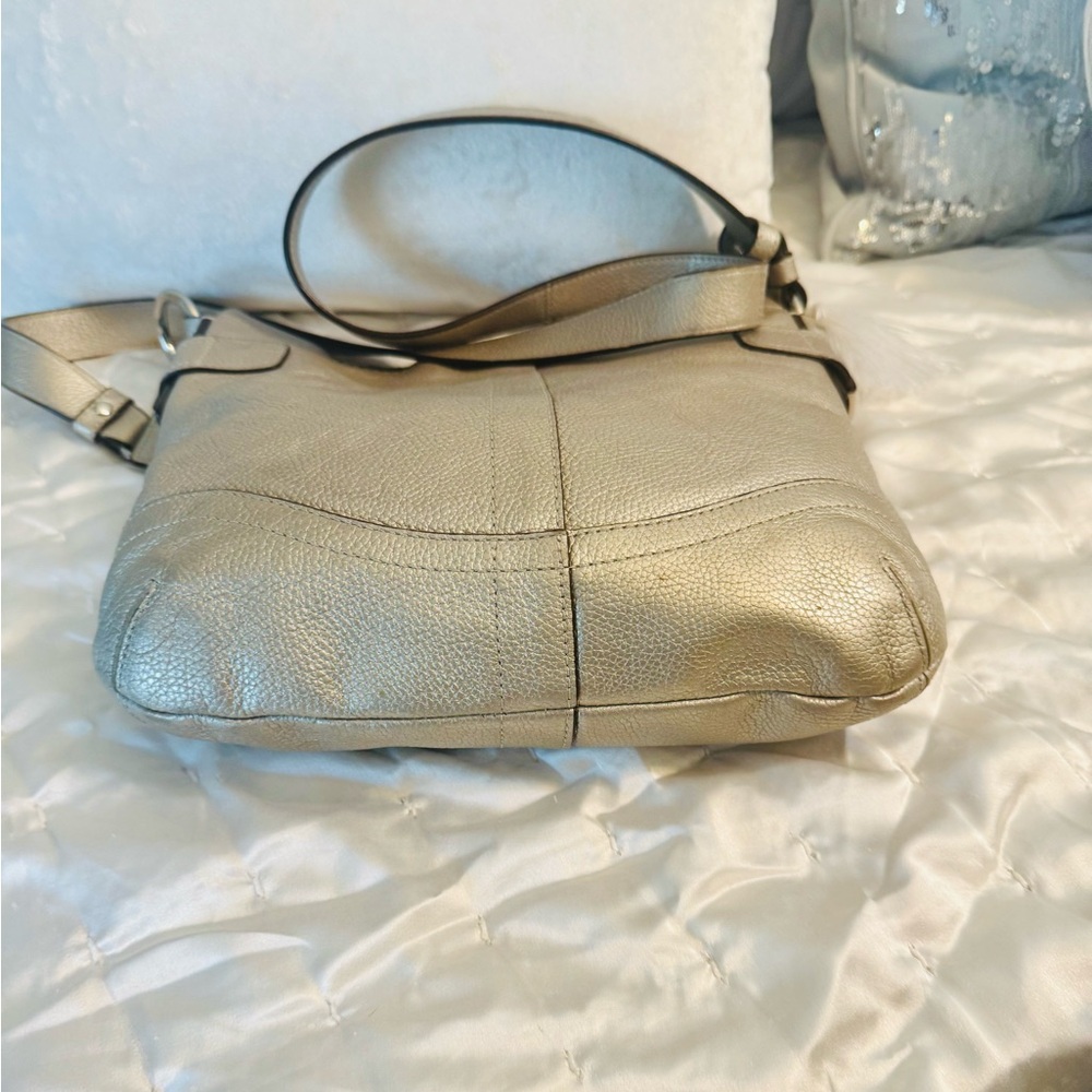 Coach Metallic Leather Shoulder Bag with Chain Detail - Picture 11 of 14